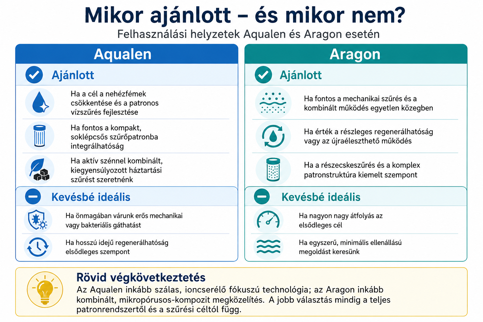 Aqualen és Aragon vízszűrési technológiák összehasonlítása